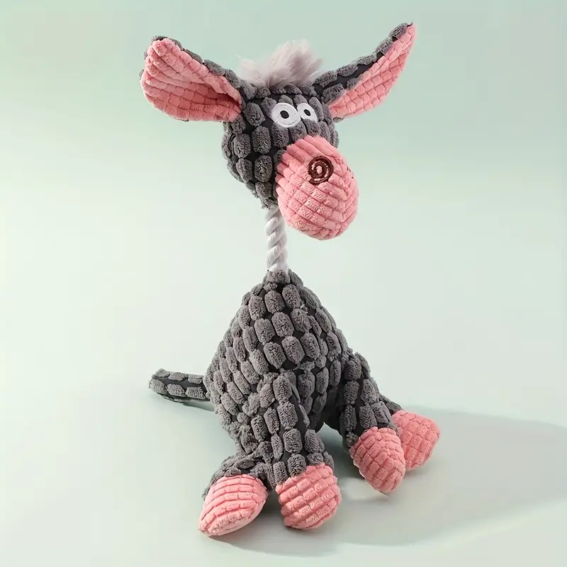 Duurzaam Corduroy Hondenspeeltje | Stressverlichting | Kauwen & Knuffelen Met Pieper | Bevordert Gezondheid Tandvlees | Lichtroze/Bruin | 23cm | Machinewasbaar | Veilig & Niet-Giftig - Image 7