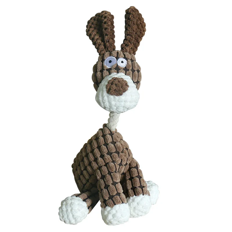 Duurzaam Corduroy Hondenspeeltje | Stressverlichting | Kauwen & Knuffelen Met Pieper | Bevordert Gezondheid Tandvlees | Lichtroze/Bruin | 23cm | Machinewasbaar | Veilig & Niet-Giftig - Image 8