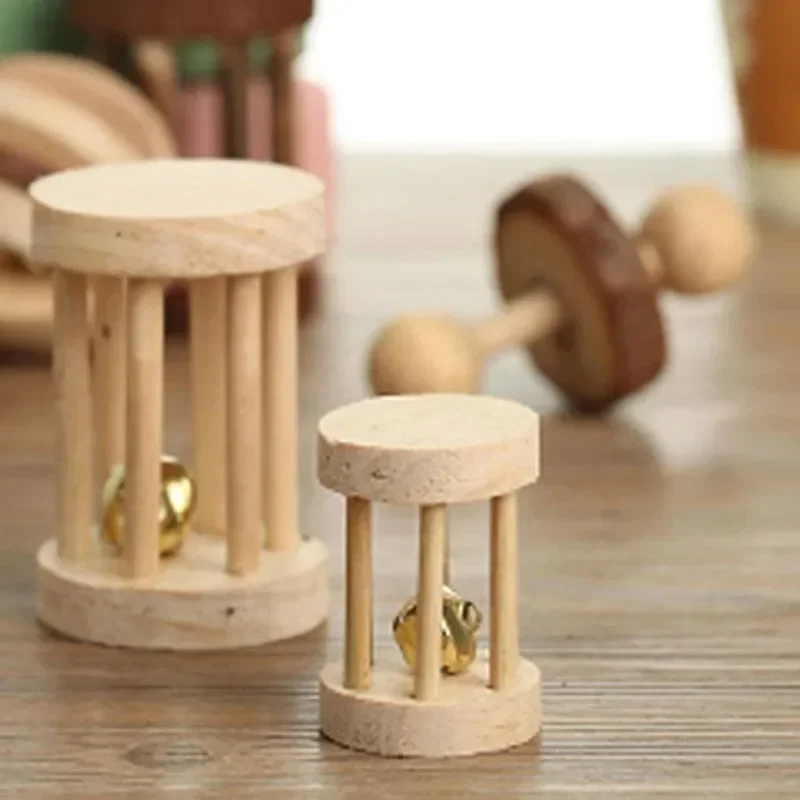 Natuurlijk Houten Speelgoed Konijn Roller | Dumbells Unicycle Bel | Knagende Tandenslijper voor Cavia's en Ratten | Huisdier Accessoires Molar Gereedschap | Geschikt voor Konijnen en Kleine Knaagdieren - Image 4