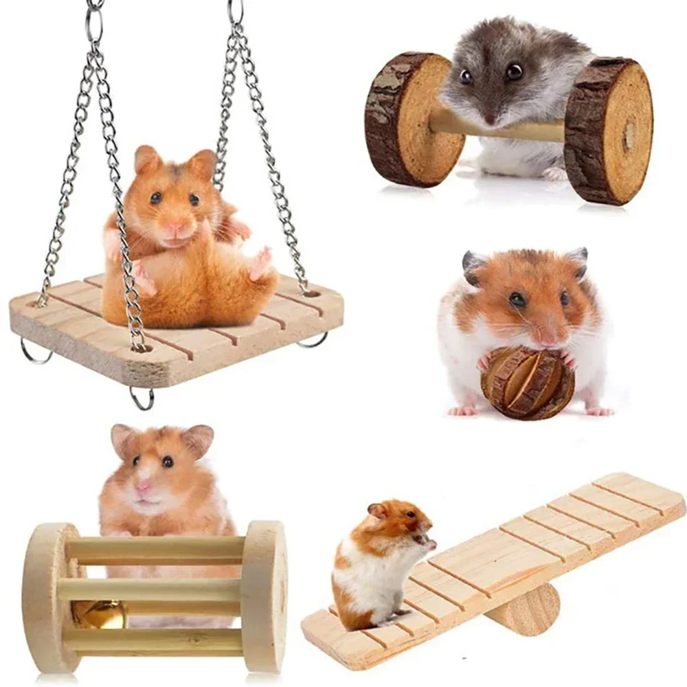 Natuurlijk Houten Speelgoed Konijn Roller | Dumbells Unicycle Bel | Knagende Tandenslijper voor Cavia's en Ratten | Huisdier Accessoires Molar Gereedschap | Geschikt voor Konijnen en Kleine Knaagdieren - Image 6