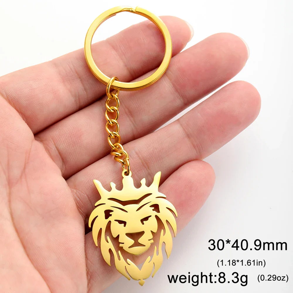 Leeuwenkop Sleutelhanger van Roestvrijstaal | Tribal Dier Totem | Stoere Koning der Beesten Hanger | Tasaccessoire voor Mannen & Vrouwen | Dawapara | Goud & Zilver | Duurzaam & Roestvrij - Image 2