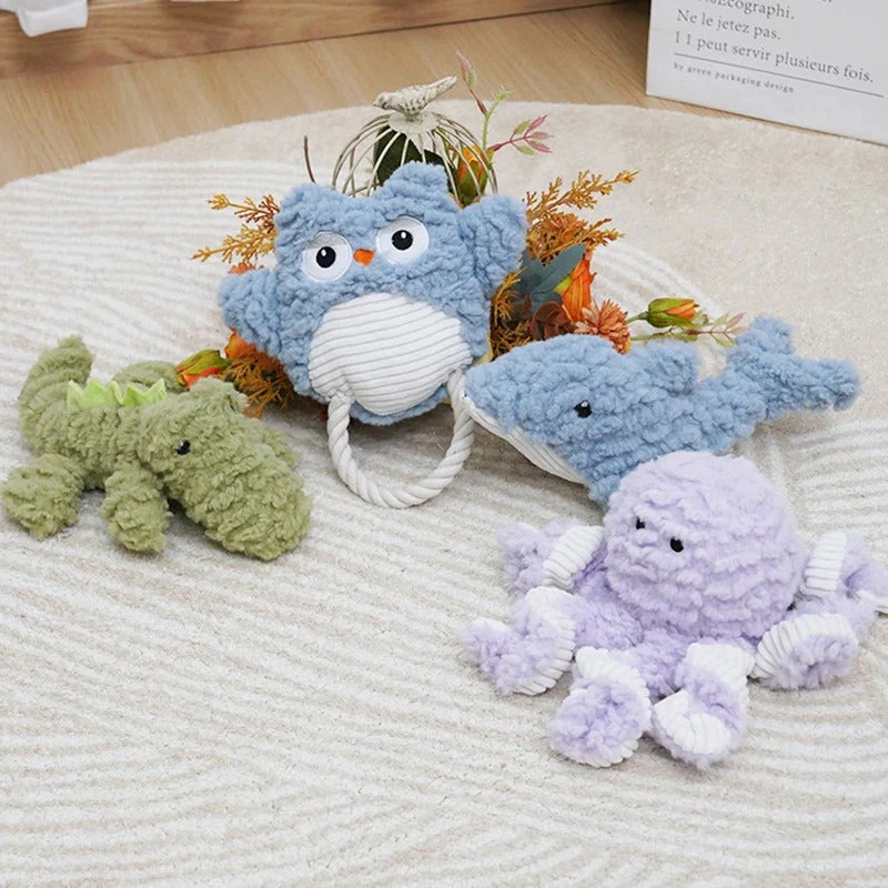 Bijtbestendig Hondenspeeltje | Fleece Dierenontwerp | Krokodil, Haai, Uil, Octopus | Veilig en Duurzaam | Interactief Kauwen En Spelen | Niet-giftige Materialen | Schattig en Bestand Tegen Sterk Kauwen - Image 2