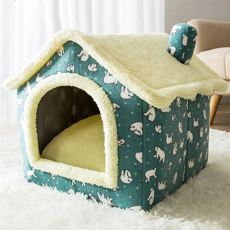 Knusse dierenhuisjes voor huisdieren | Zacht pluche schuilhuisje | Comfortabele en machinewasbare rustplek | Geschikt voor huisdieren tot 10 kg | Diverse en en designs - Image 4
