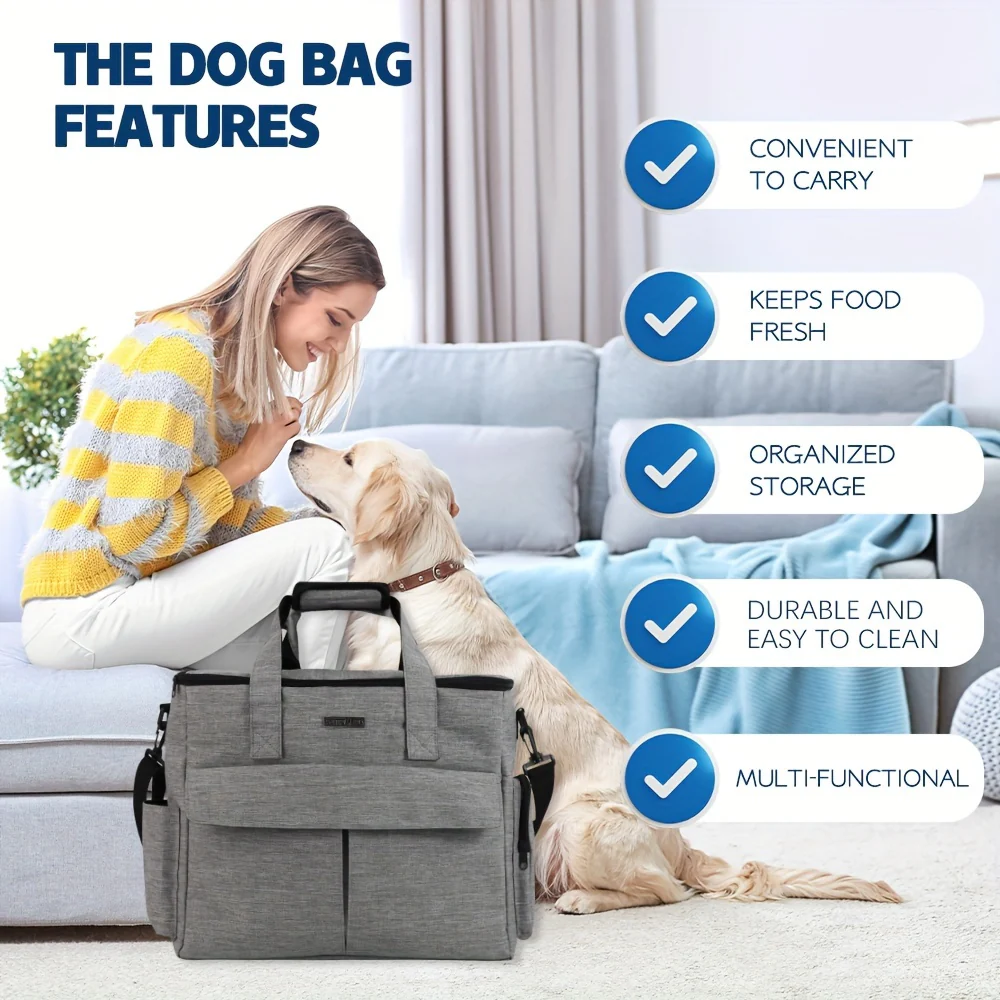 FULED Reistas Huisdieren | Hond Kat Reis Set | Polyester | Met Zakken Voerbakken | 2 Voedercontainers Opvouwbare Schalen | Luchtvaart Goedkeuring Grijs - Image 3