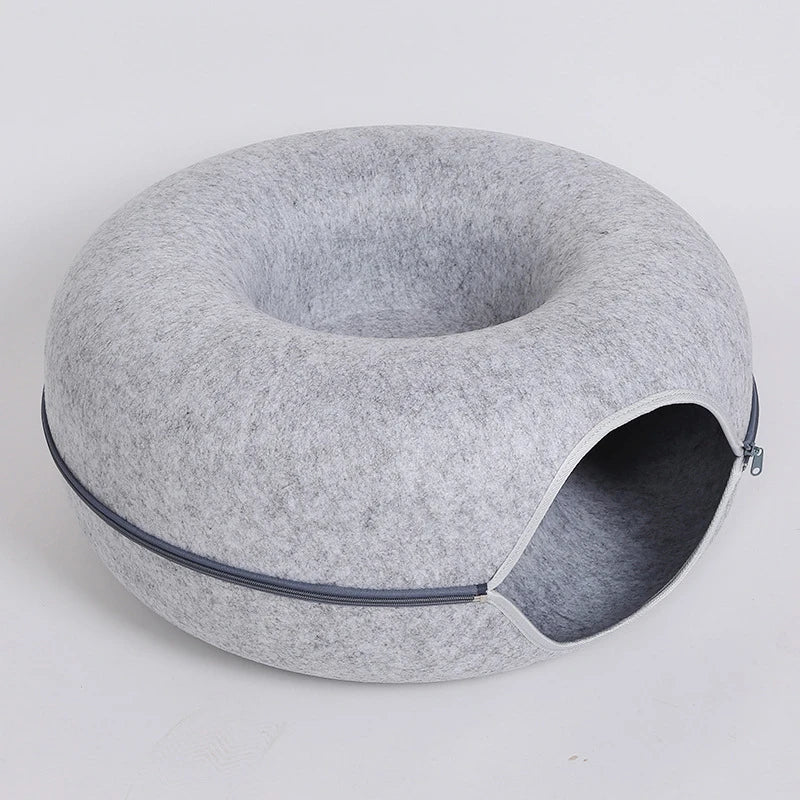Donut- en Tunnelbed combinatie voor katten | Comfortabel en speels ontwerp in meerkleurig wolvilt | Opvouwbaar en ideaal voor kleine huisdieren - Image 10