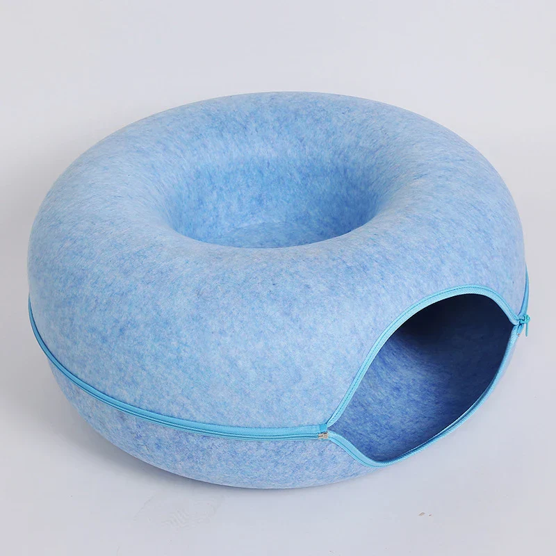 Donut- en Tunnelbed combinatie voor katten | Comfortabel en speels ontwerp in meerkleurig wolvilt | Opvouwbaar en ideaal voor kleine huisdieren - Image 11