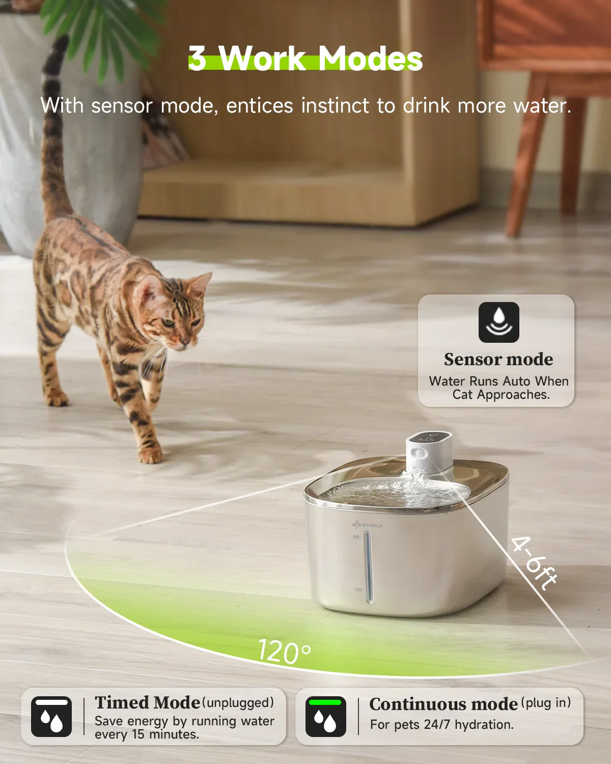 Draadloze Drinkoplossing voor Honden en Katten | 4L Capaciteit | RVS, USB-C Oplaadbaar, met Waterlevel Indicator | Inclusief Reinigingskit - Image 3