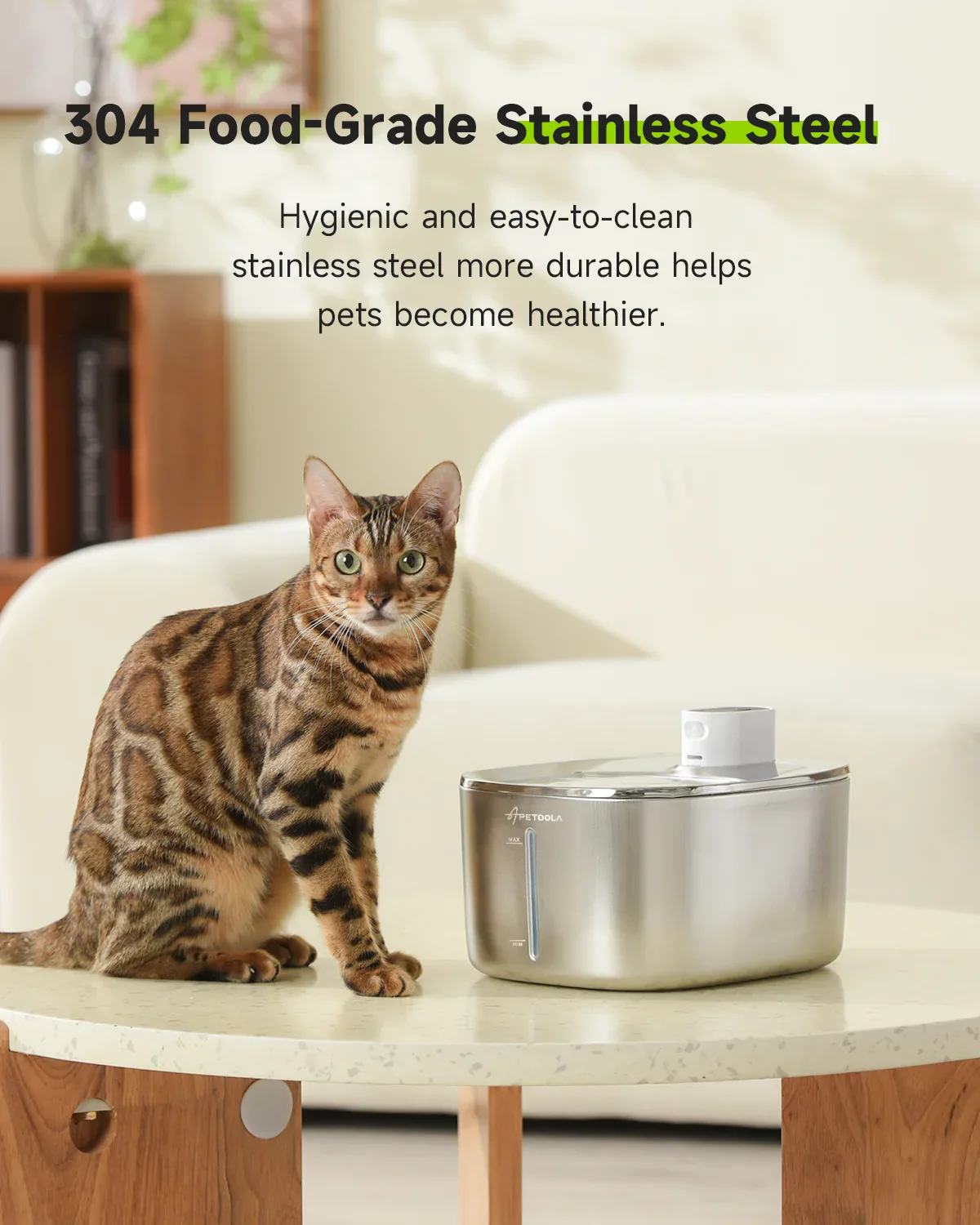 Draadloze Drinkoplossing voor Honden en Katten | 4L Capaciteit | RVS, USB-C Oplaadbaar, met Waterlevel Indicator | Inclusief Reinigingskit - Image 5