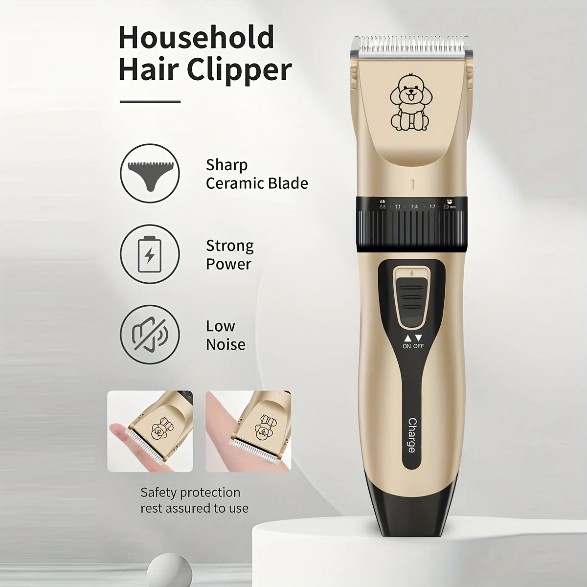 Draadloze huisdiertrimmer voor honden en katten | Stil ontwerp | USB oplaadbaar | Keramisch mes | Verstelbare mesafstand | Inclusief opzetkammen - Image 3