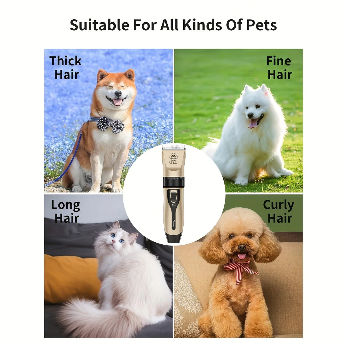 Draadloze huisdiertrimmer voor honden en katten | Stil ontwerp | USB oplaadbaar | Keramisch mes | Verstelbare mesafstand | Inclusief opzetkammen - Image 4