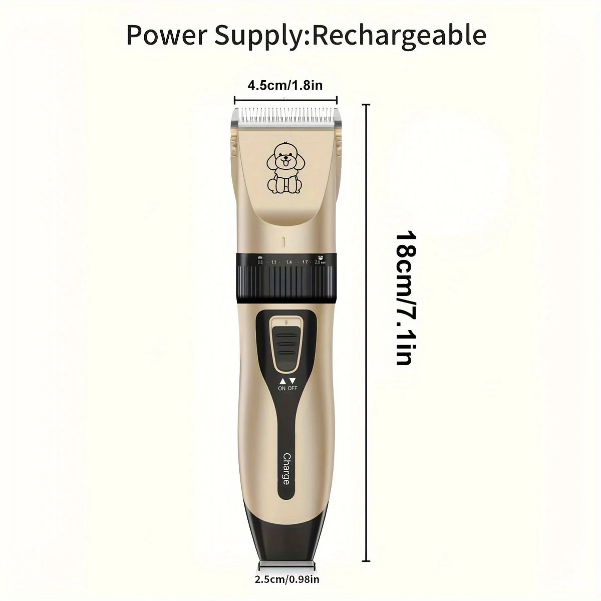 Draadloze huisdiertrimmer voor honden en katten | Stil ontwerp | USB oplaadbaar | Keramisch mes | Verstelbare mesafstand | Inclusief opzetkammen - Image 5