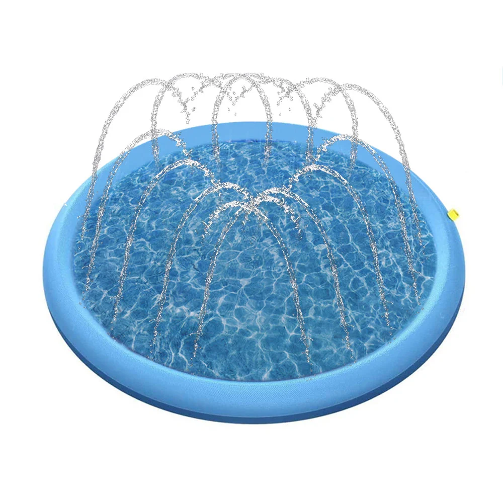 Zomer Sproeipad voor Huisdieren | Opvouwbaar en Draagbaar | Waterdichte Nylon Mat | Snelle Afvoer en Antislip | Gemak van Installatie | Ideale Koeling voor Buitenspel met Handwas Optie - Image 4