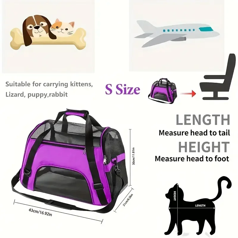 Opvouwbare Reistas voor Katten en Honden | Comfortabel en Veilig | Ademend Mesh & Duurzaam Nylon | Drie Maten Available - Image 6