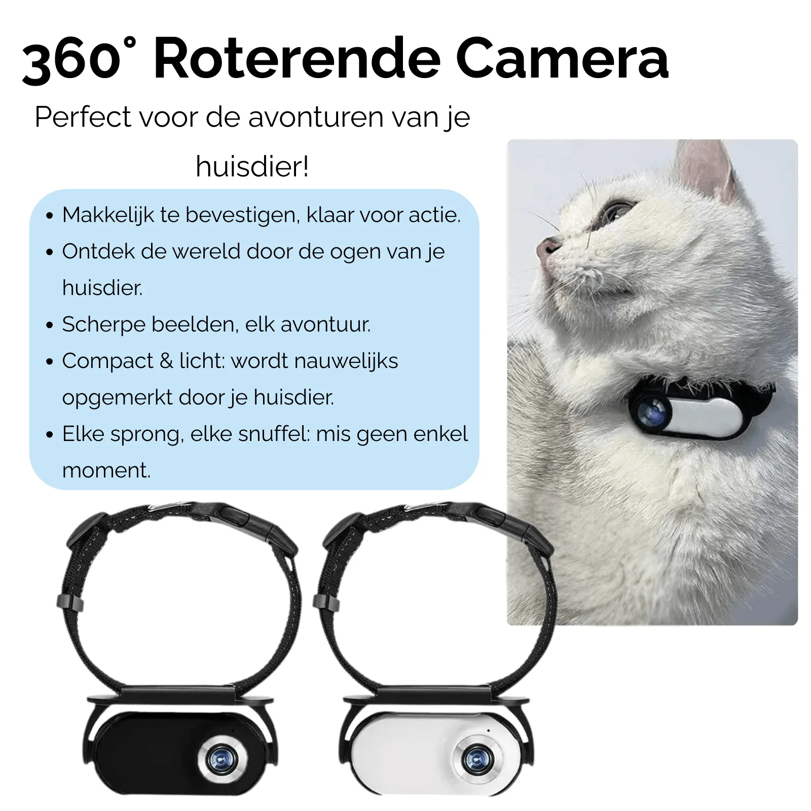 Mini Kattenhalsbandcamera | HD Groothoeklens 120° | Full HD 1080P Video | 4K Foto | Real-time Kleurenscherm | Lange Batterijduur 240 min | 256 GB Geheugenondersteuning | OTG Telefoonaansluiting - Image 2