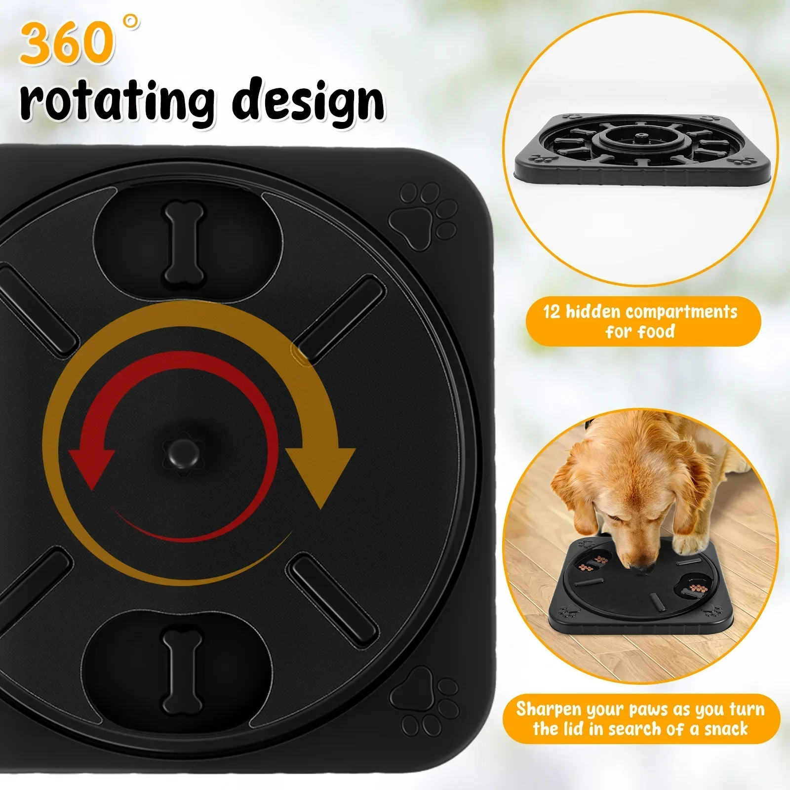 Interactieve Honden Nagelverzorgingstool met Voeropslag | 360° Draaibare Krabplank met 12 Snackcompartimenten - Image 3
