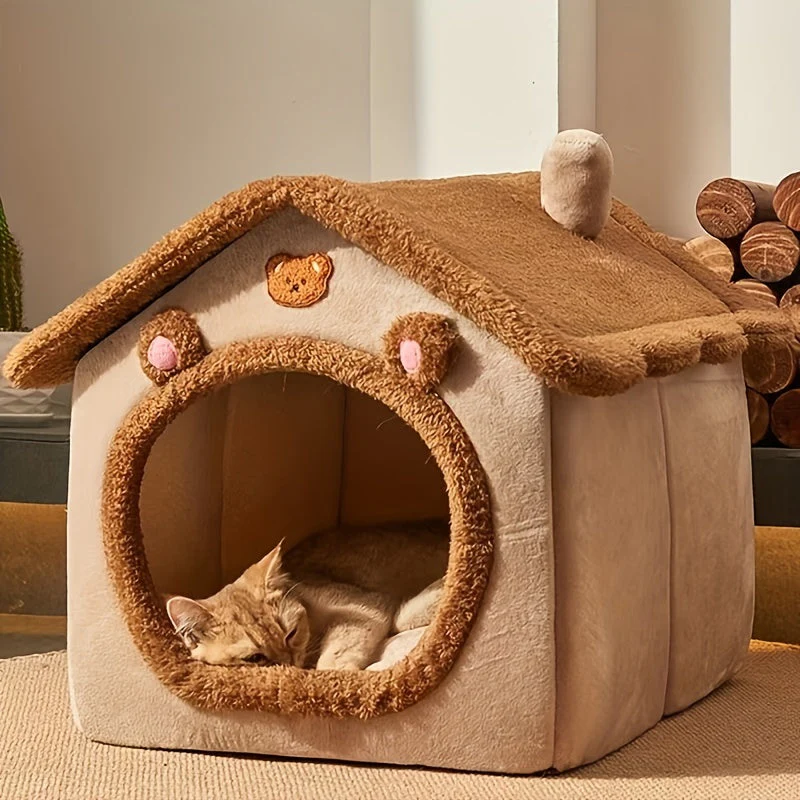 Dromenvanger kattenbed | Warm en knus kattenhuisje met afneembare wasbare hoes | Zacht kattenbed voor binnen en buiten | Huisdier slaapplaats - Image 8