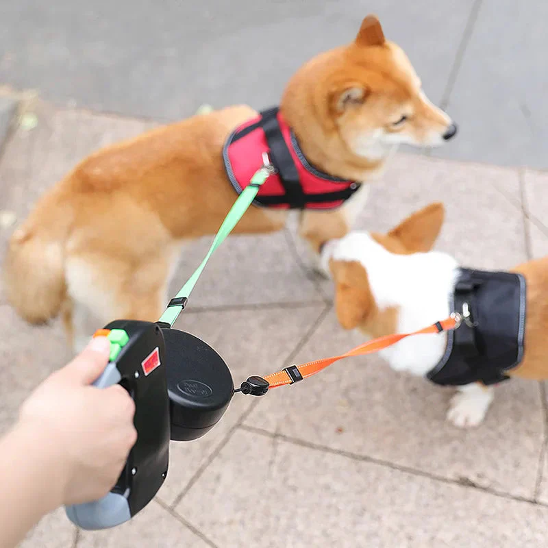 Dubbele Hondenriem voor Twee Honden | 3m Reflecterende Lijn | Ergonomisch Handvat | Veilige Bediening met Kleurenknoppen - Image 11
