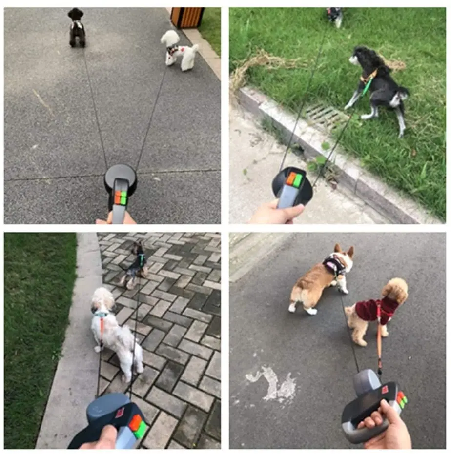 Dubbele Hondenriem voor Twee Honden | 3m Reflecterende Lijn | Ergonomisch Handvat | Veilige Bediening met Kleurenknoppen - Image 7