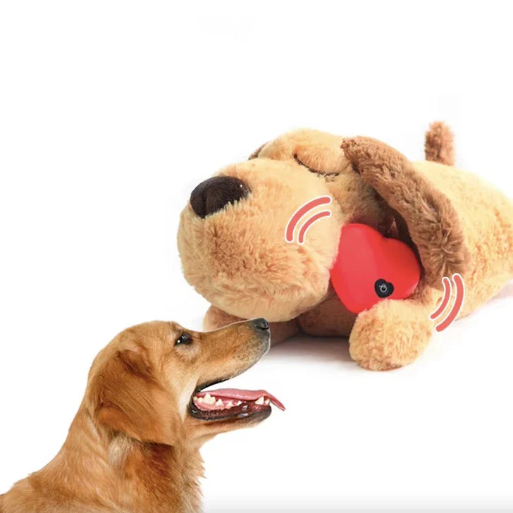 Kalmerende Pluche Hond Knuffel | Realistische Hartslag | Angst Verlichten | Veilig en Zacht | Bruin Fleece | 40cm - Image 2