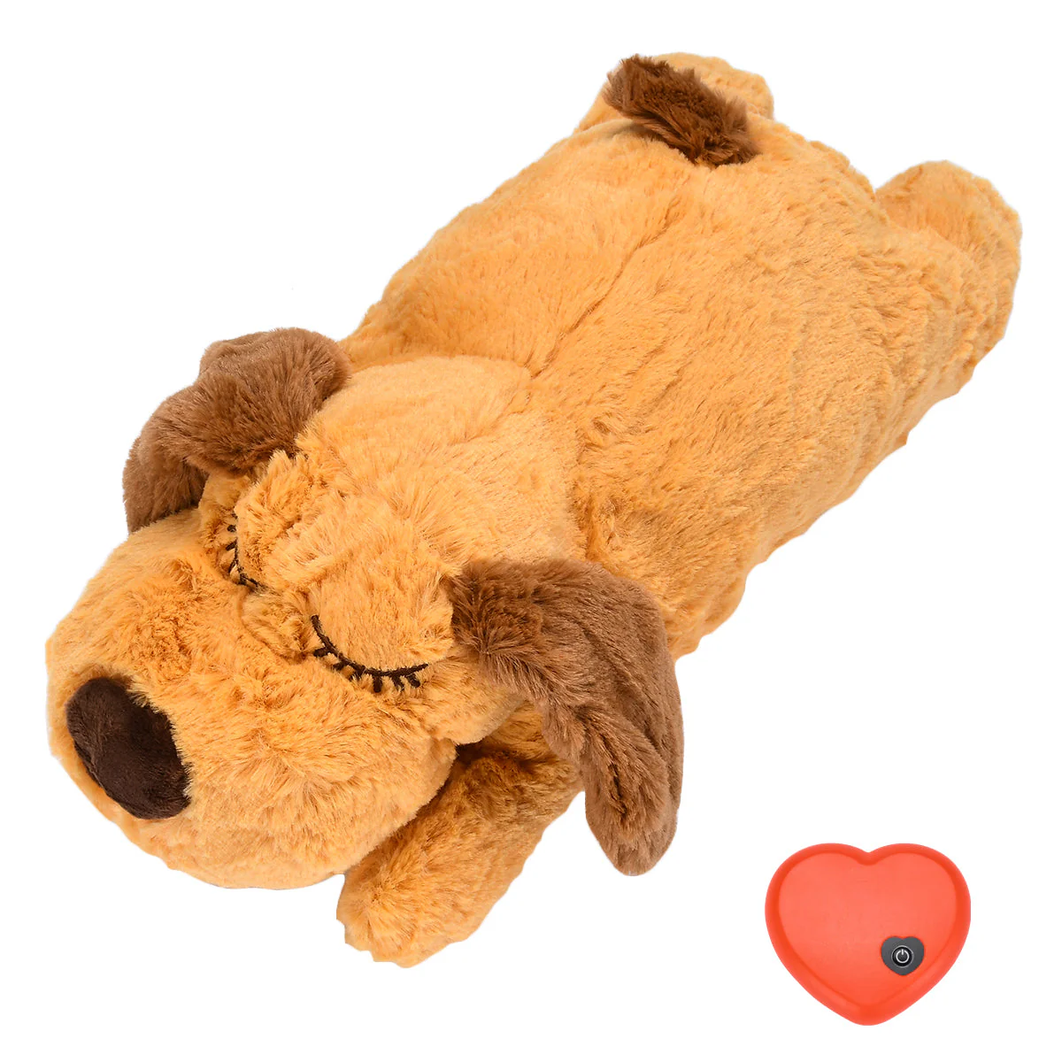 Kalmerende Pluche Hond Knuffel | Realistische Hartslag | Angst Verlichten | Veilig en Zacht | Bruin Fleece | 40cm - Image 4