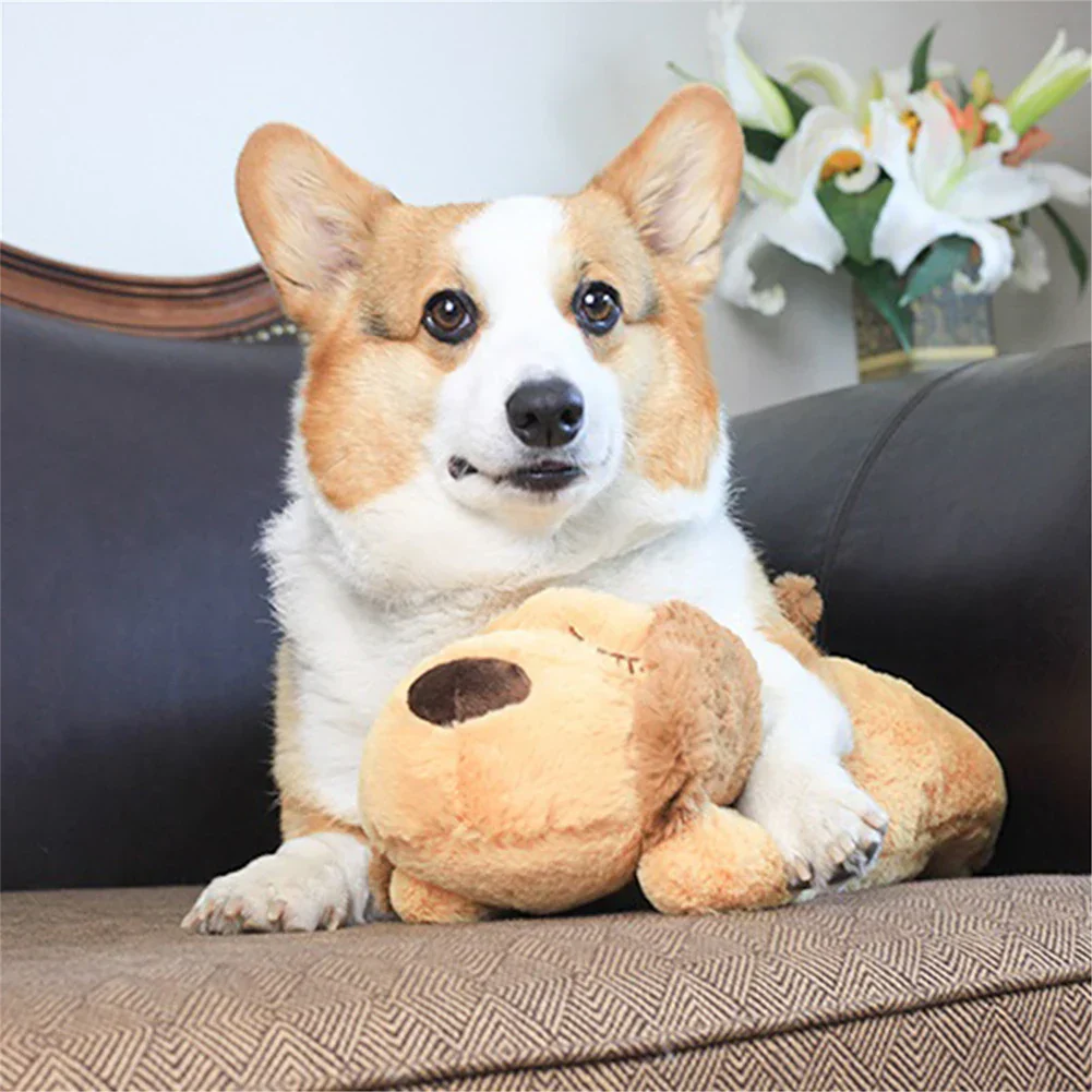Kalmerende Pluche Hond Knuffel | Realistische Hartslag | Angst Verlichten | Veilig en Zacht | Bruin Fleece | 40cm - Image 6