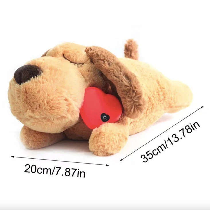Kalmerende Pluche Hond Knuffel | Realistische Hartslag | Angst Verlichten | Veilig en Zacht | Bruin Fleece | 40cm - Image 7