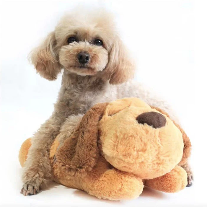 Kalmerende Pluche Hond Knuffel | Realistische Hartslag | Angst Verlichten | Veilig en Zacht | Bruin Fleece | 40cm - Image 8