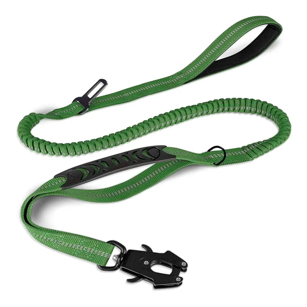 Bungee Hondenriem met Snelsluiting | Reflecterende Draad | Schokabsorberend | Dubbel Handvat | Weerbestendig Nylon | Voor Grote Honden | 178 cm Uittrekbaar - Image 11