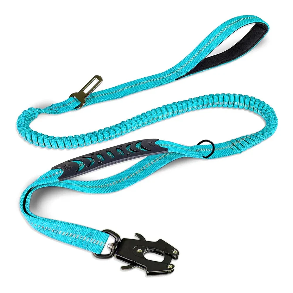 Bungee Hondenriem met Snelsluiting | Reflecterende Draad | Schokabsorberend | Dubbel Handvat | Weerbestendig Nylon | Voor Grote Honden | 178 cm Uittrekbaar - Image 12
