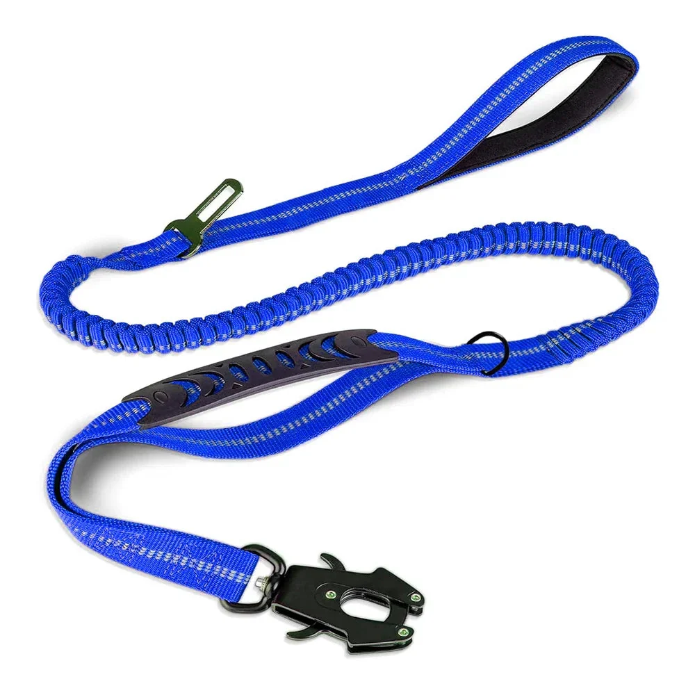 Bungee Hondenriem met Snelsluiting | Reflecterende Draad | Schokabsorberend | Dubbel Handvat | Weerbestendig Nylon | Voor Grote Honden | 178 cm Uittrekbaar - Image 6