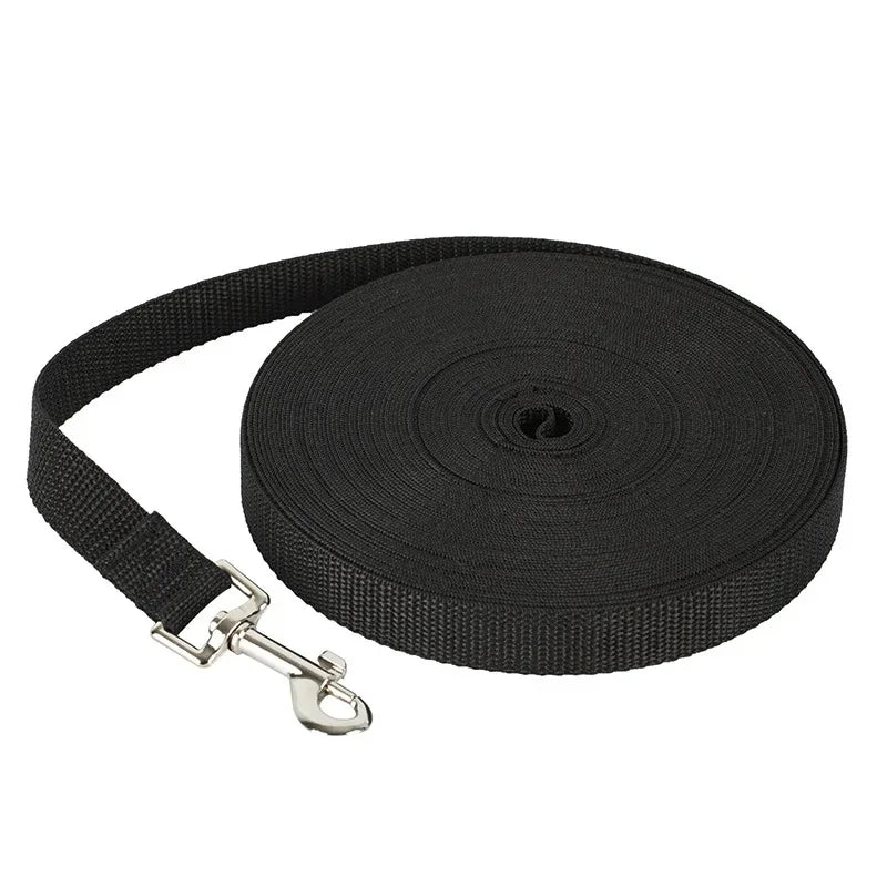 Lange en Duurzame Zwarte Nylon Hondenriem | Verkrijgbaar in 1,5-50m | Geschikt voor Alle Rassen en Katten | Ideaal voor Training en Buitenavonturen | Voor Alle Seizoenen