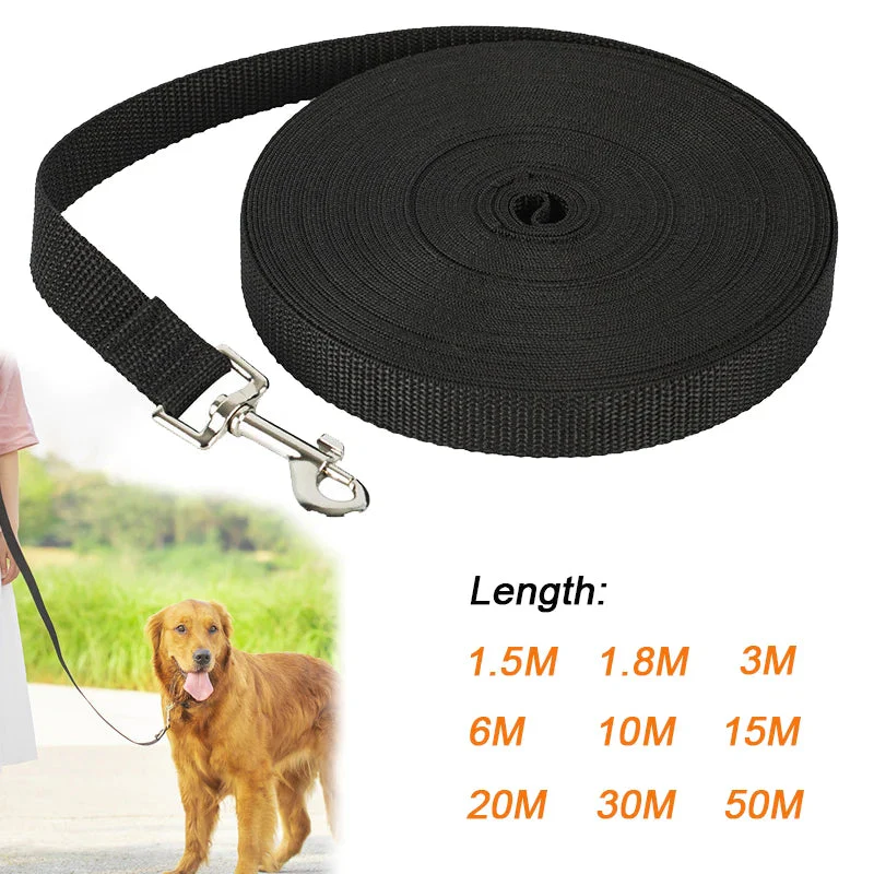 Lange en Duurzame Zwarte Nylon Hondenriem | Verkrijgbaar in 1,5-50m | Geschikt voor Alle Rassen en Katten | Ideaal voor Training en Buitenavonturen | Voor Alle Seizoenen - Image 2