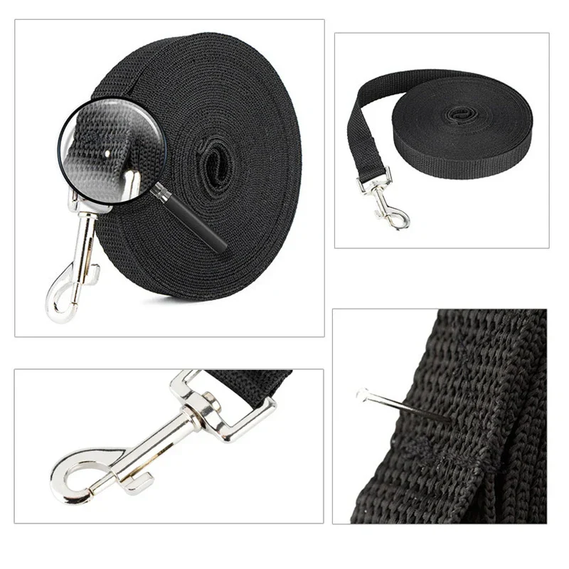 Lange en Duurzame Zwarte Nylon Hondenriem | Verkrijgbaar in 1,5-50m | Geschikt voor Alle Rassen en Katten | Ideaal voor Training en Buitenavonturen | Voor Alle Seizoenen - Image 6