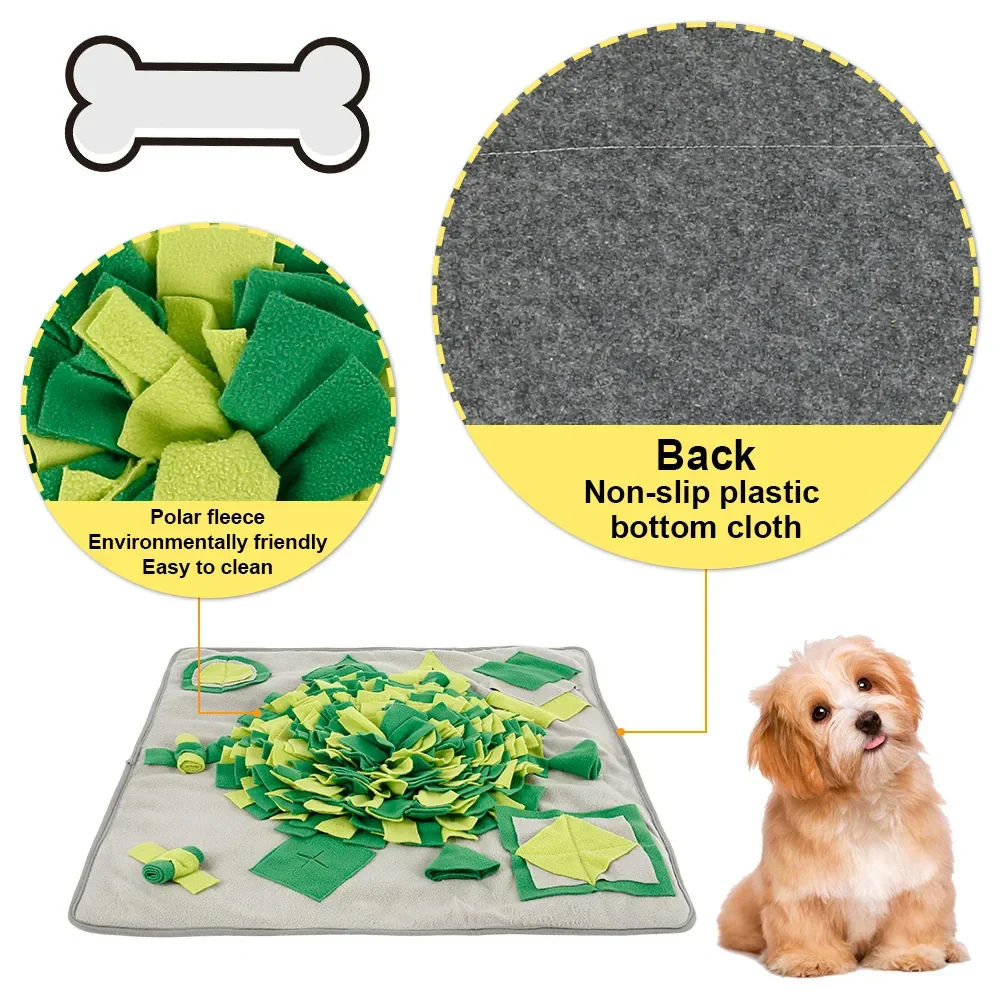 Snuffeltrainingsmat Voor Honden | Interactief Langzaam Voerspeelgoed | Duurzaam Handgemaakt Fleece | Stressverlichting en Energieverbruik | Machinewasbaar | Verstelbare Maten | Grijs of Groen | 45x45cm of 70x70cm - Image 3