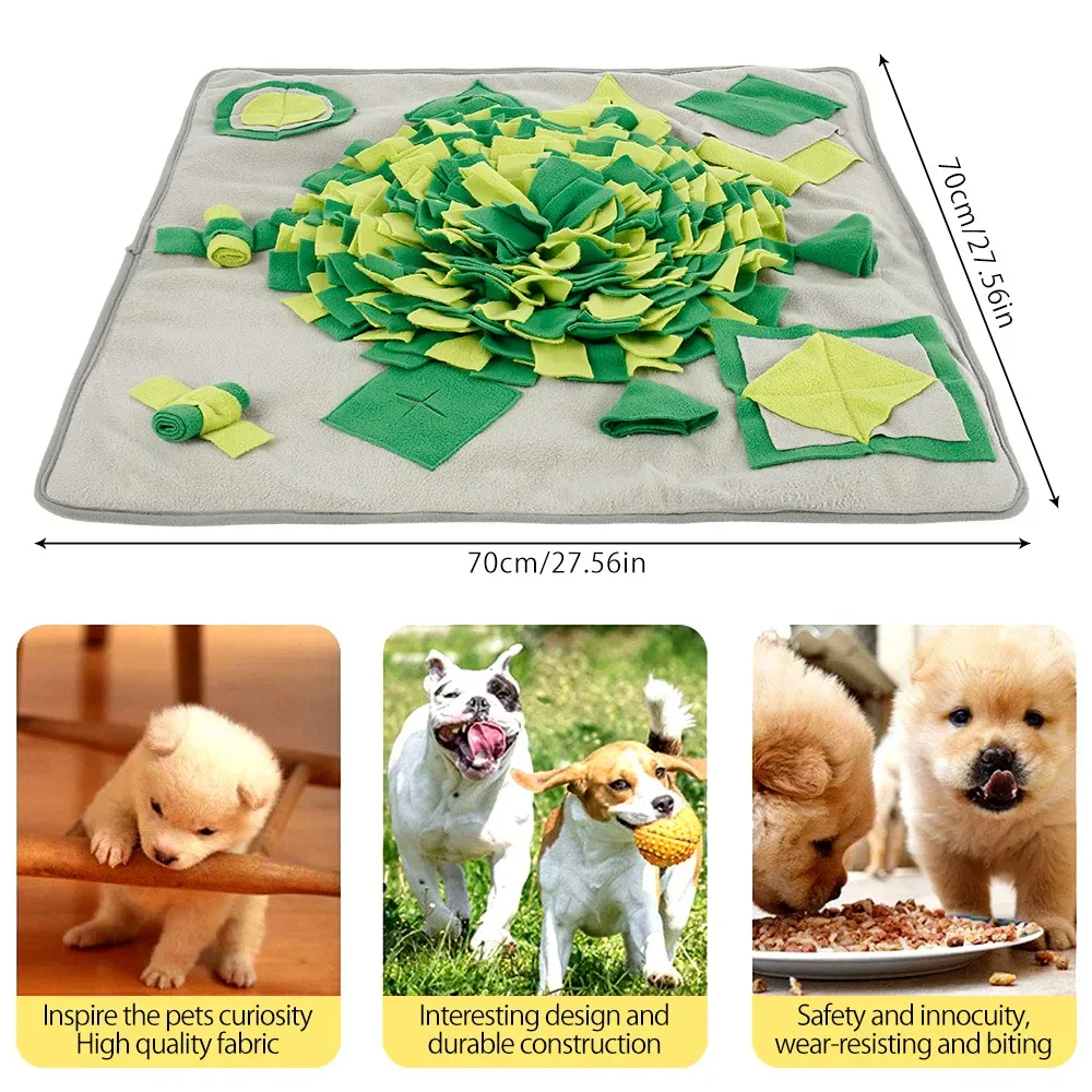 Snuffeltrainingsmat Voor Honden | Interactief Langzaam Voerspeelgoed | Duurzaam Handgemaakt Fleece | Stressverlichting en Energieverbruik | Machinewasbaar | Verstelbare Maten | Grijs of Groen | 45x45cm of 70x70cm - Image 5