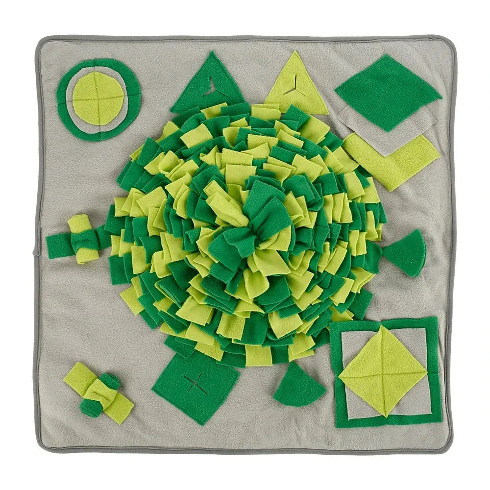 Snuffeltrainingsmat Voor Honden | Interactief Langzaam Voerspeelgoed | Duurzaam Handgemaakt Fleece | Stressverlichting en Energieverbruik | Machinewasbaar | Verstelbare Maten | Grijs of Groen | 45x45cm of 70x70cm - Image 7