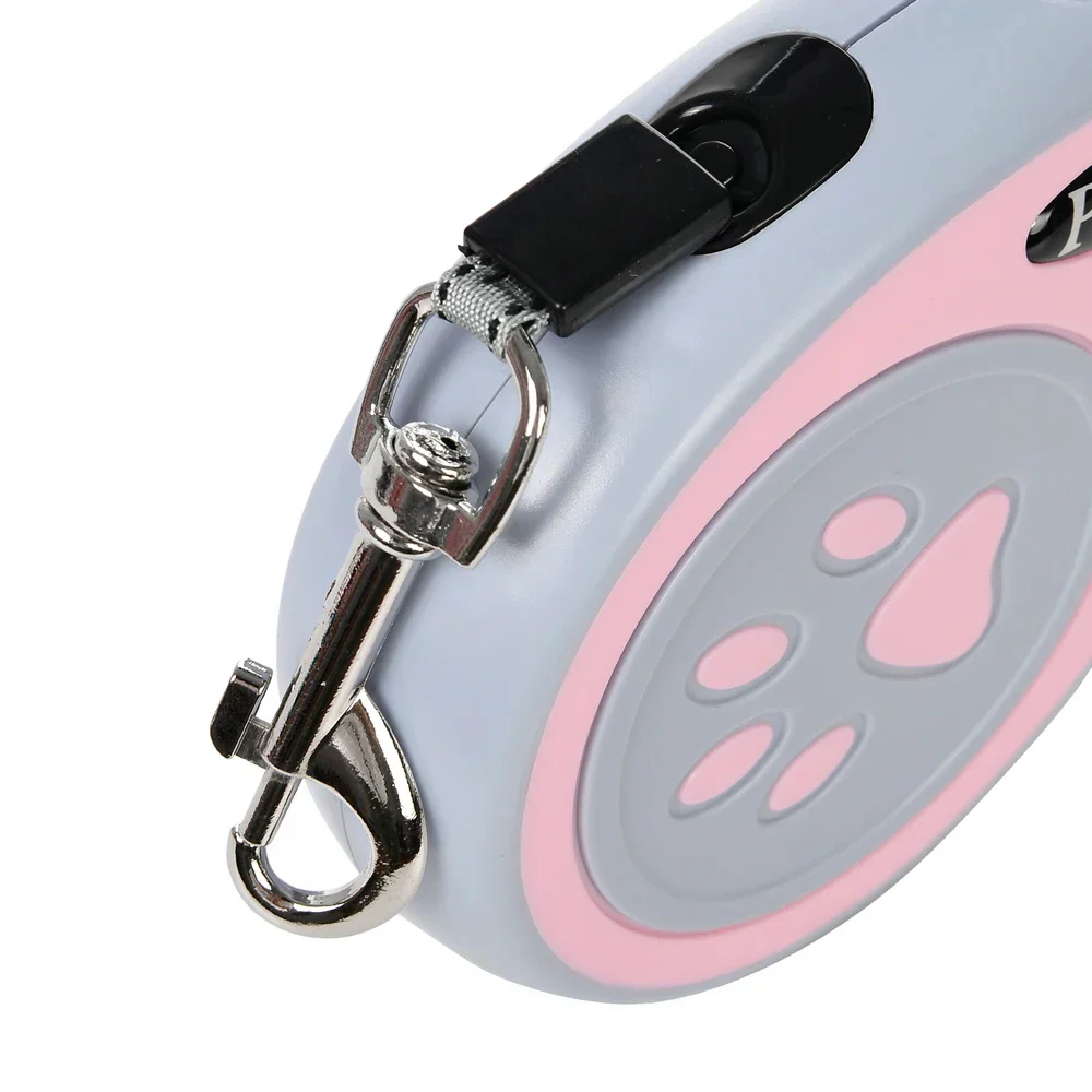Hondenriem met Pootafdruk | Ergonomische Handgreep | Nylon | Snelontgrendelingsfunctie | Uittrekbaar tot 5 meter | Voor Kleine en Middelgrote Huisdieren | Meerdere Kleuren | Veilig en Duurzaam - Image 4