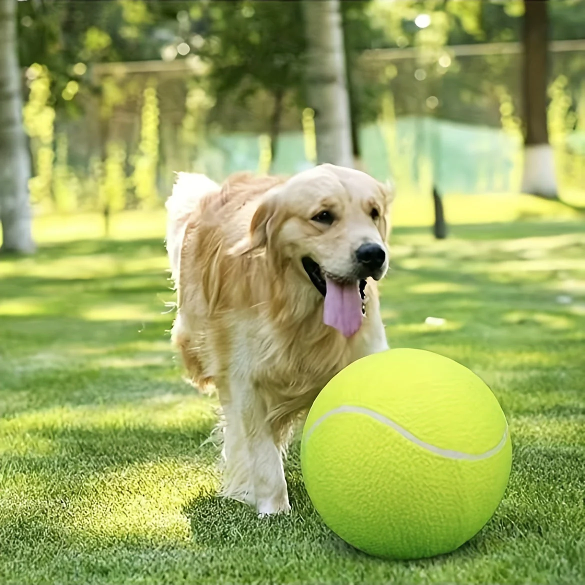 Extra grote tennisbal voor grote honden | Duurzaam niet-giftig rubber | 24 cm diameter | Hoge zichtbaarheid | Ideaal voor buiten spelen en actieve honden - Image 3