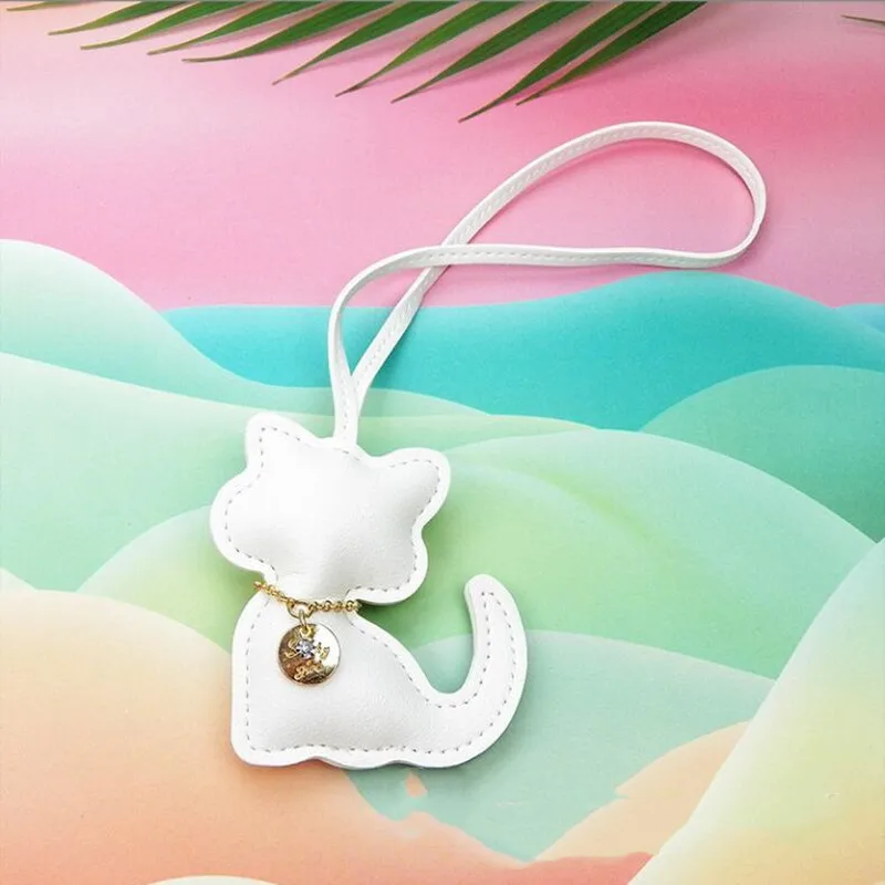 Schattige katten sleutelhanger voor dames | PU leer | Modieuze dierhanger | Sleutelhanger voor tas of handtas | Leuk cadeau voor meisjes | Decoratie accessoire - Image 2