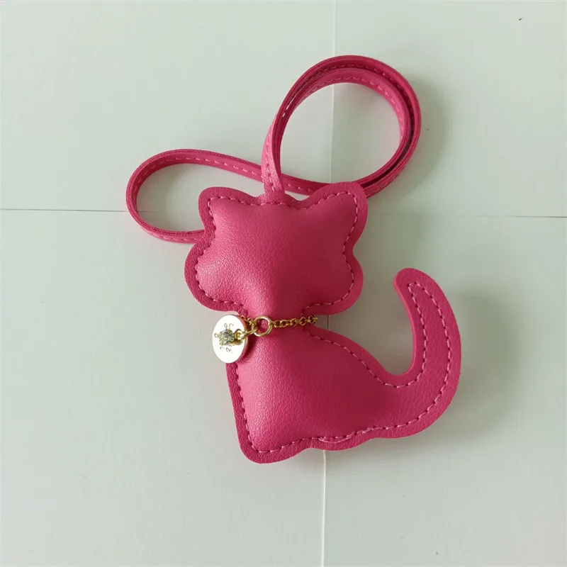 Sleutelhanger met Kattenhanger | PU Lederen Dier Sleutelhanger | Schattige Tashanger voor Dames | Tasdecoratie voor Meisjes | Gift Idee - Image 2