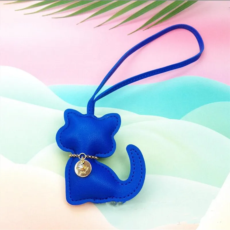PU Leren Sleutelhanger met Kattenhanger | Schattige Dieren Sleutelhanger voor Dames | Tasaccessoire | Cadeau voor Meisjes | Handtas Decoratie - Image 2
