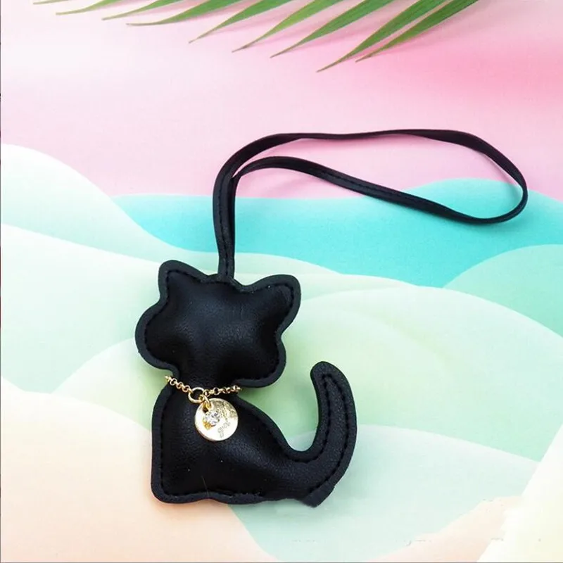 Leren Sleutelhanger Dames | Schattige Kattenhanger | PU Leder | Tasbedel voor Handtas | Sleutelhanger Accessoire | Cadeau voor Meisjes | Dier Charm Decoratie - Image 2