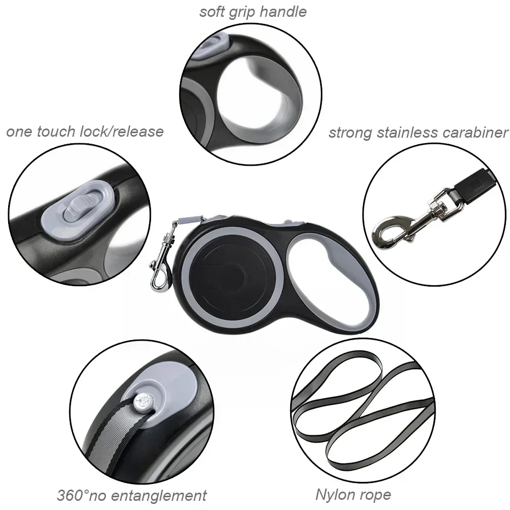 FlexiWalk Hondenlijn | Verstelbaar 3m, 5m, 8m | Geschikt voor Honden tot 50kg | Duurzaam Nylon & ABS | Comfortabele Grip - Image 4