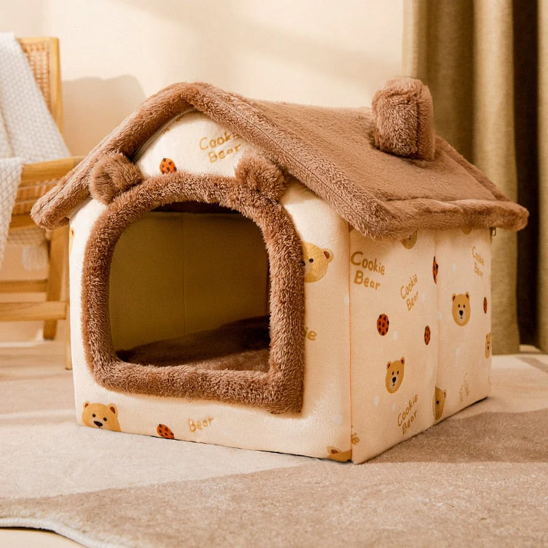 Fluffy Knus Huisje voor Huisdieren | Comfortabel Warm Nest voor Katten en Honden tot 4kg | Anti-slip Bodem | Afneembare Wasbare Hoes | Zachte Stof | Diverse Kleuren - Image 8