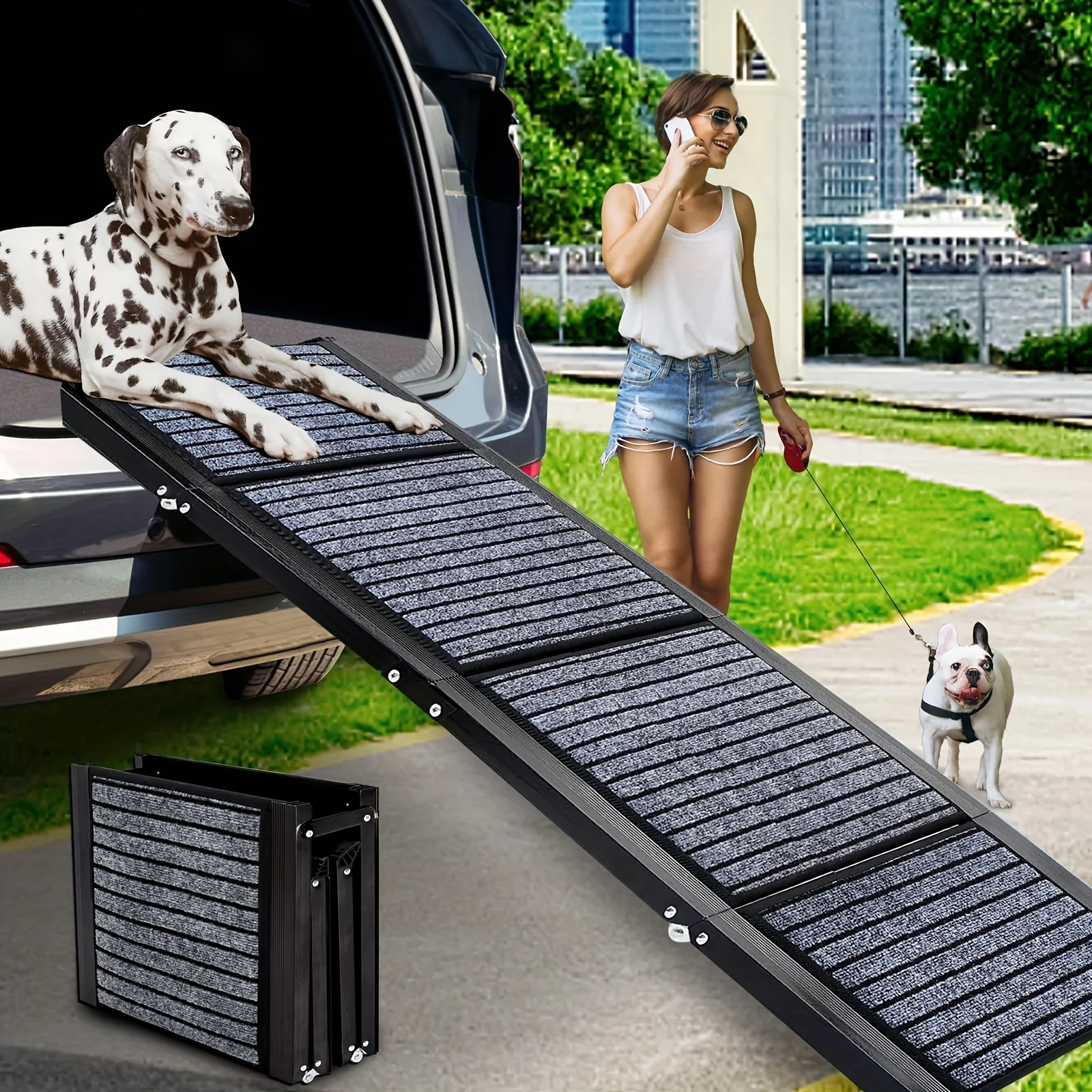 Opvouwbare Hond Loopplank | Antislip | Aluminium | Voor Auto SUV en Truck | Extra Breed | Tot 90.72KG