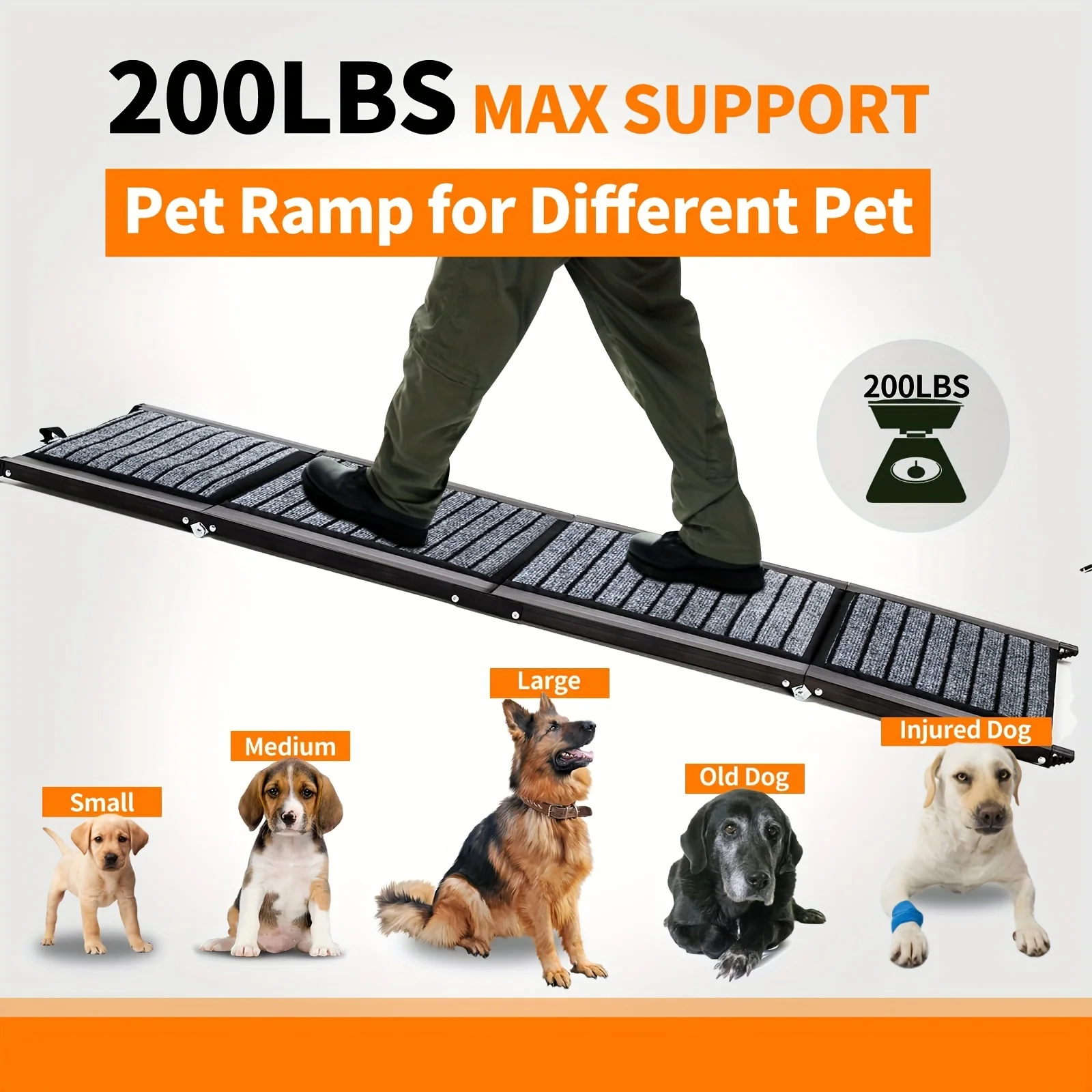 Opvouwbare Hond Loopplank | Antislip | Aluminium | Voor Auto SUV en Truck | Extra Breed | Tot 90.72KG - Image 3