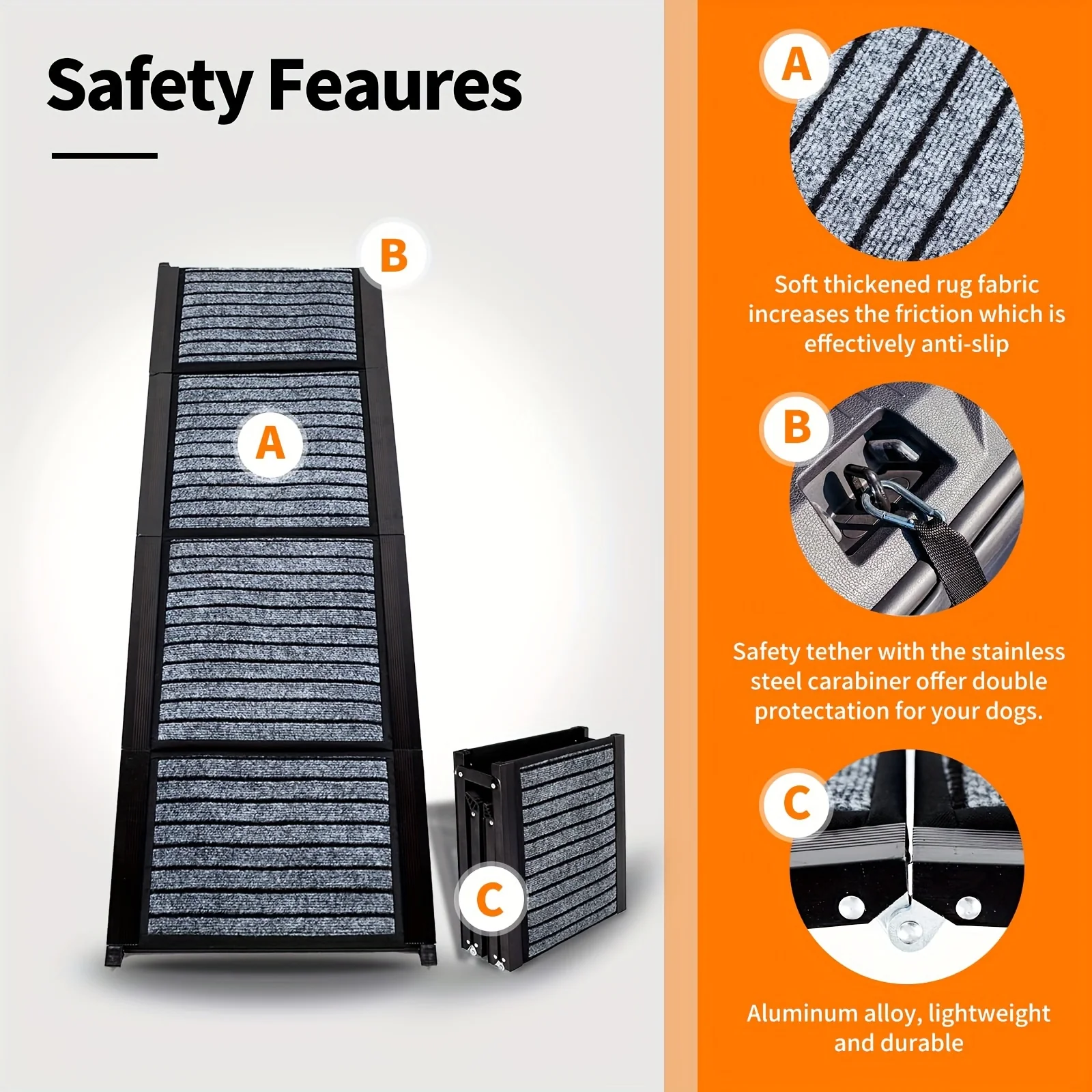 Opvouwbare Hond Loopplank | Antislip | Aluminium | Voor Auto SUV en Truck | Extra Breed | Tot 90.72KG - Image 4