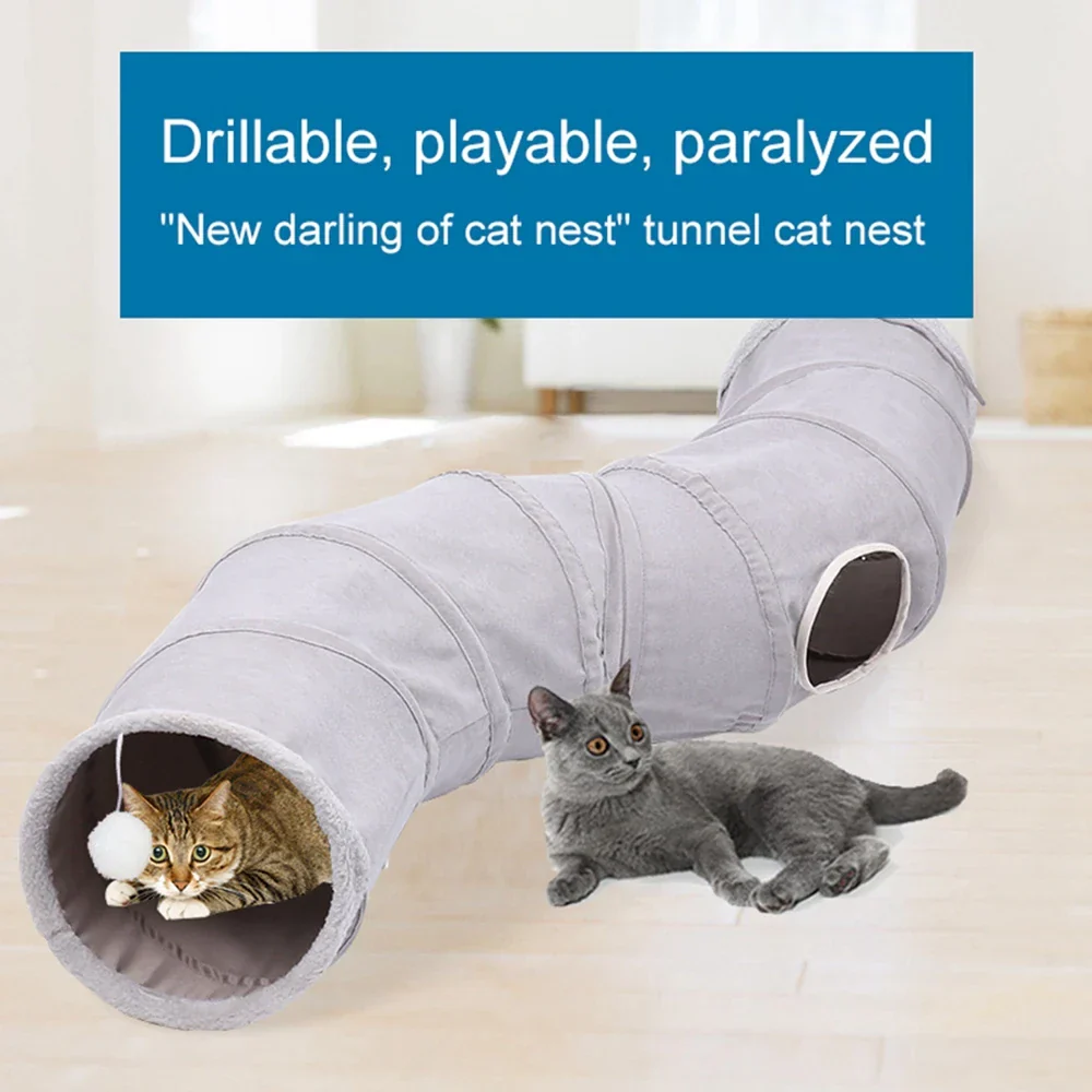 FunTunnel | Veelzijdige en opvouwbare speeltent voor katten | Met krinkelende voering en bel | Ideaal voor binnen en buiten - Image 6