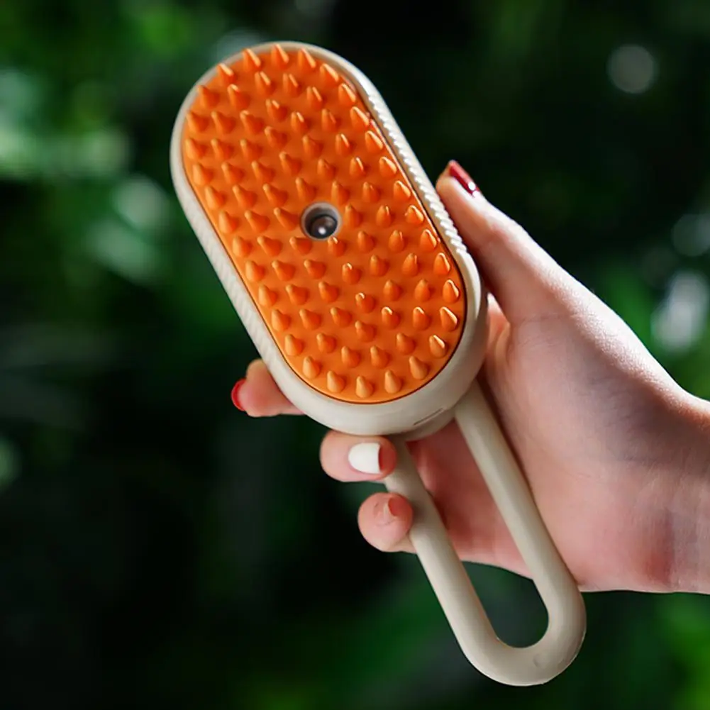 FurClean Oplaadbare Verzorgingsborstel voor Huisdieren | 3-in-1 Functie met Stoomtechnologie & Zachte Massage | Wit en Oranje - Image 2