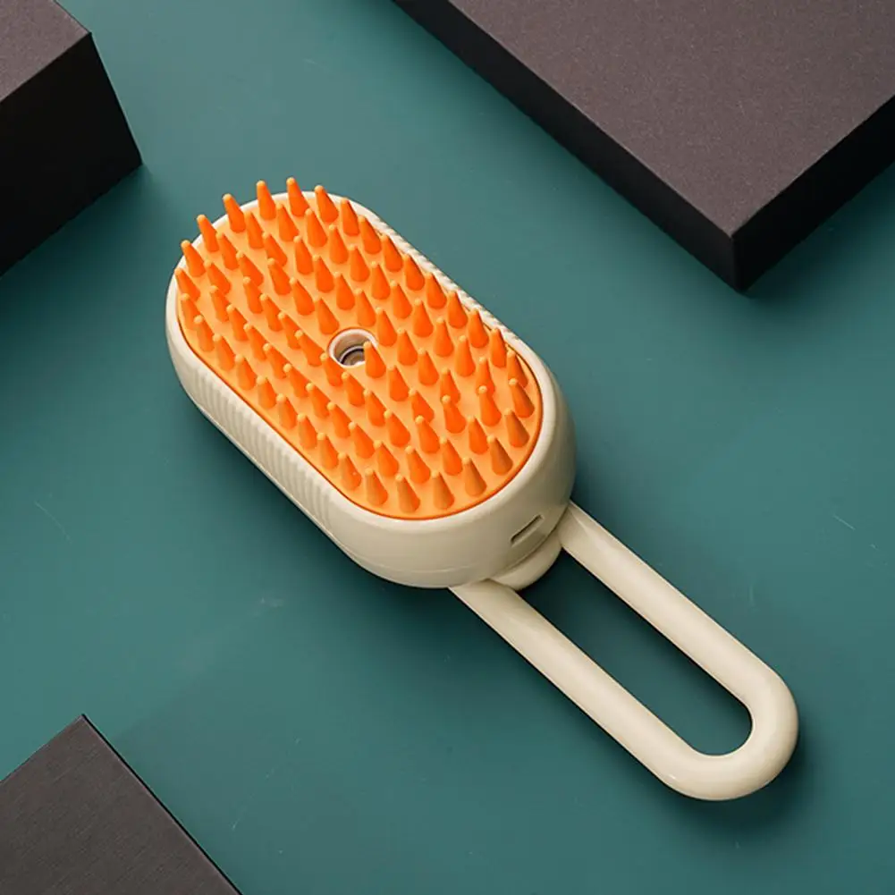 FurClean Oplaadbare Verzorgingsborstel voor Huisdieren | 3-in-1 Functie met Stoomtechnologie & Zachte Massage | Wit en Oranje - Image 5